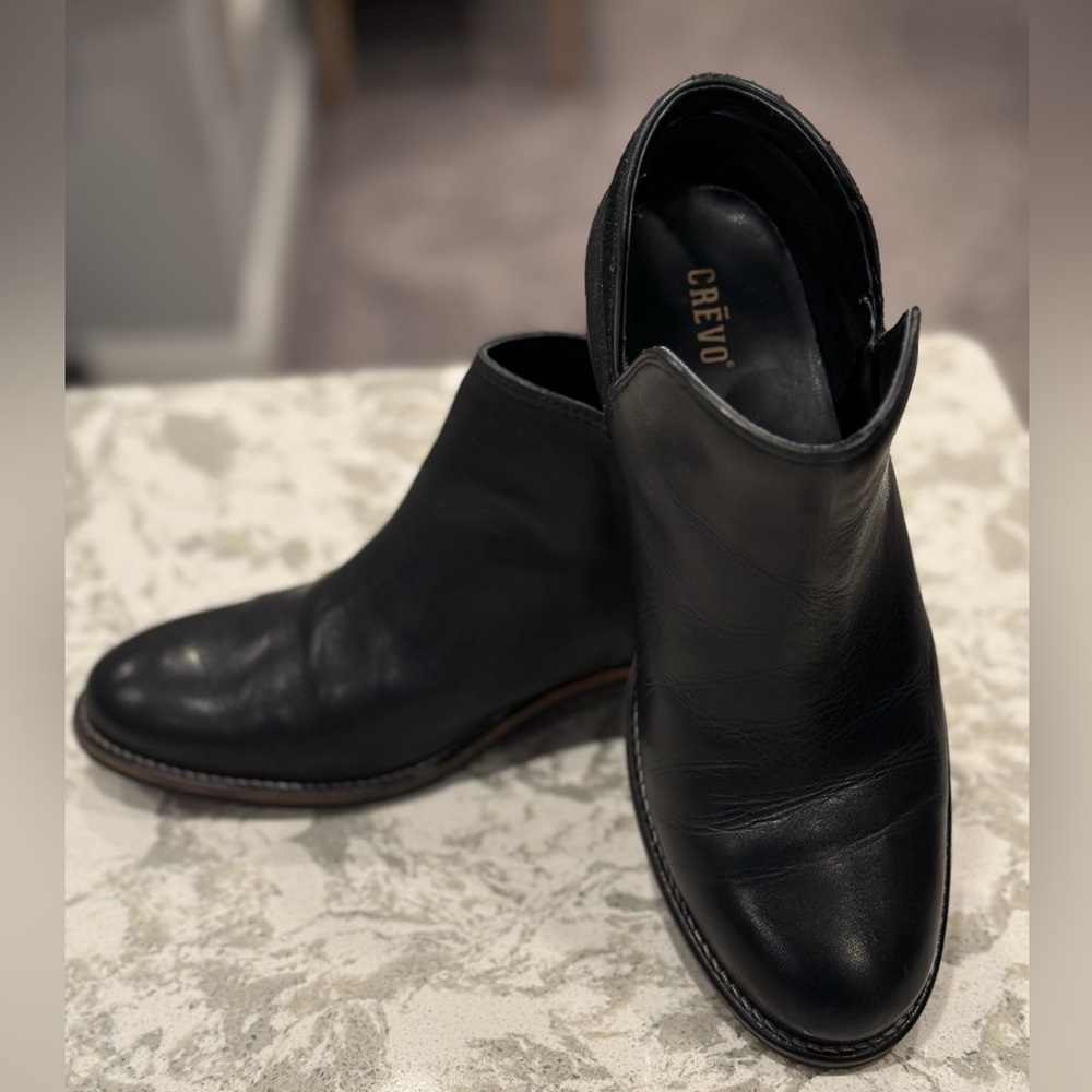 Leather and Suede Black Flat Booties